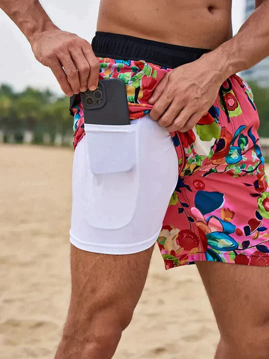 Strandshorts mit Sommerprint und Unterstreichung | Venison