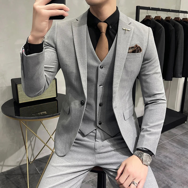 Dreiteiliges Set aus Blazer, Weste und Hose für Herren | Omarion