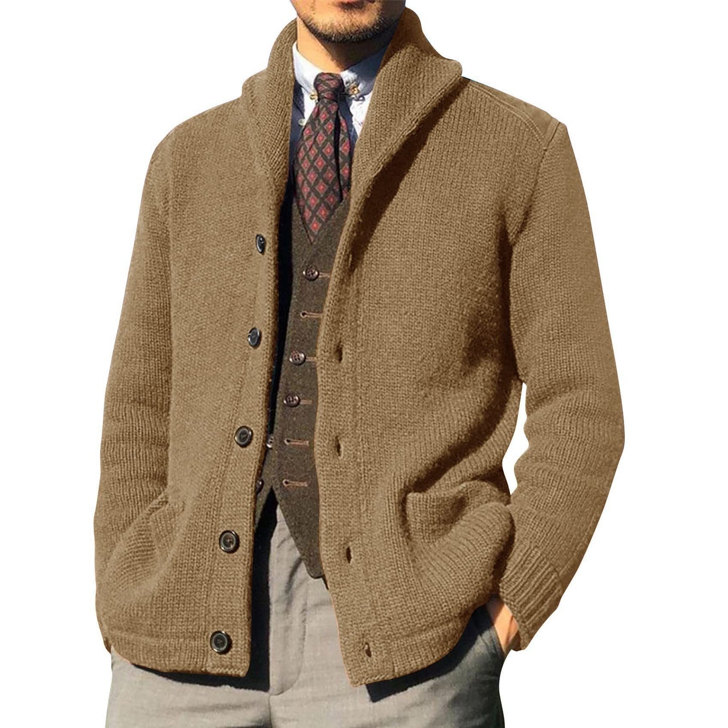 Gareth | Dick gestrickter Herren-Cardigan mit Fleece