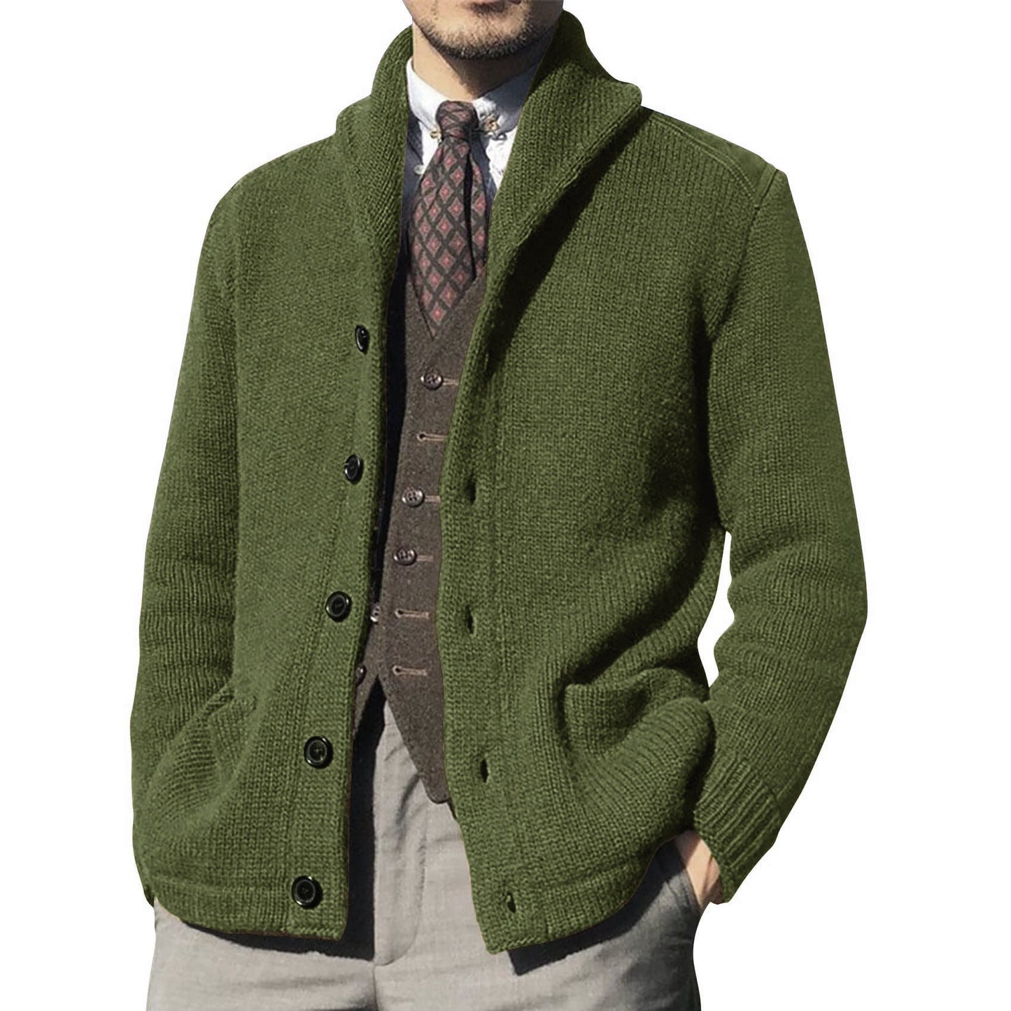 Gareth | Dick gestrickter Herren-Cardigan mit Fleece