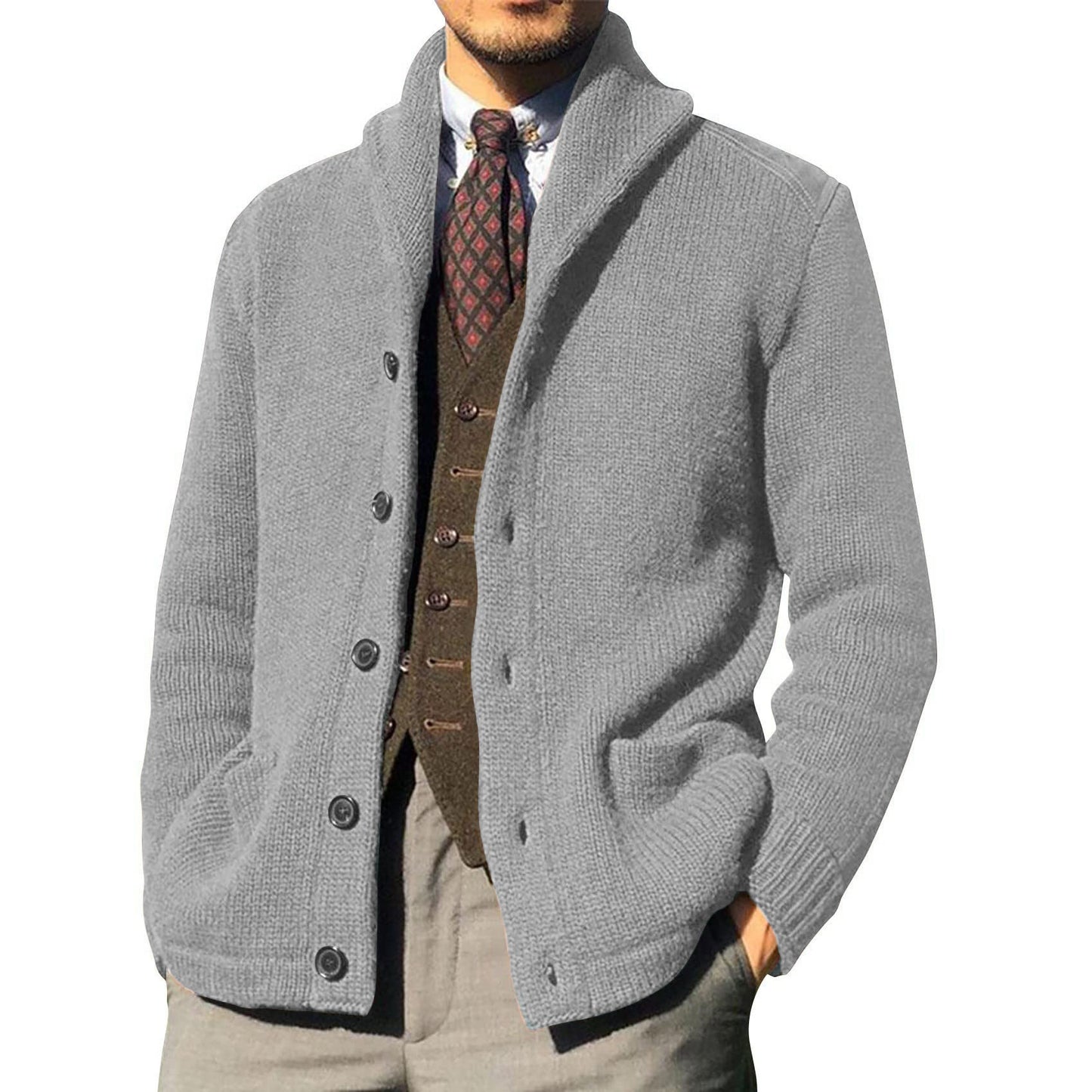 Gareth | Dick gestrickter Herren-Cardigan mit Fleece