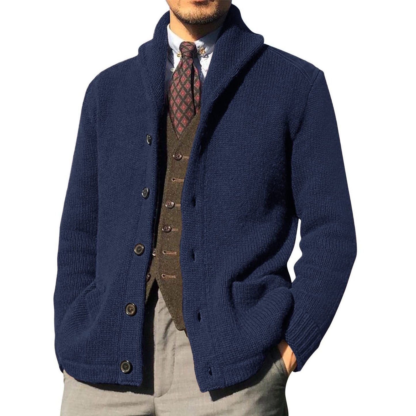 Gareth | Dick gestrickter Herren-Cardigan mit Fleece