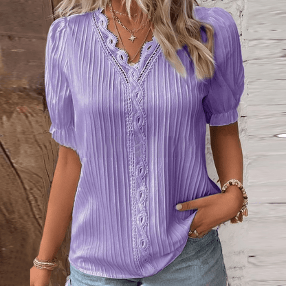 Kharlley | Elegante Bluse mit V-Ausschnitt und Spitze