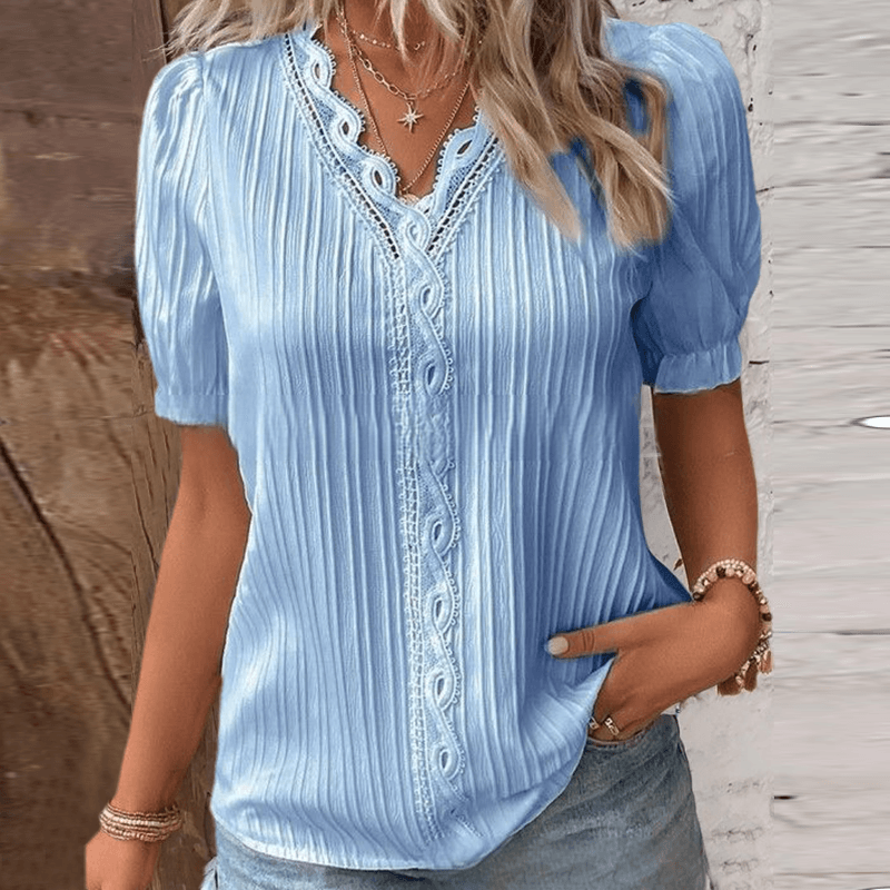 Kharlley | Elegante Bluse mit V-Ausschnitt und Spitze