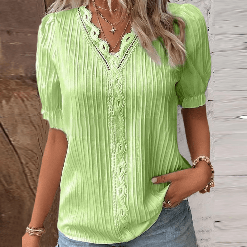 Kharlley | Elegante Bluse mit V-Ausschnitt und Spitze