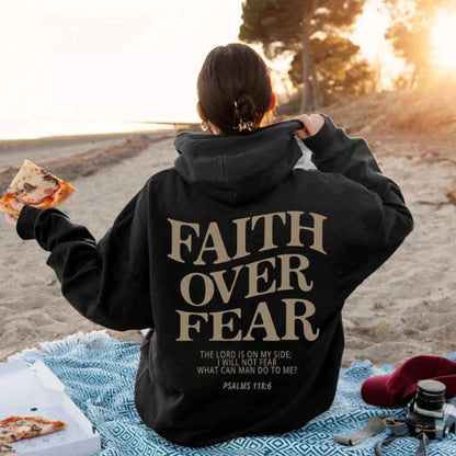 Faith Over Fear Unisex Kapuzenpullover in Übergröße | Faith