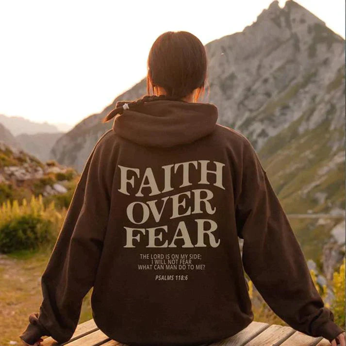 Faith Over Fear Unisex Kapuzenpullover in Übergröße | Faith