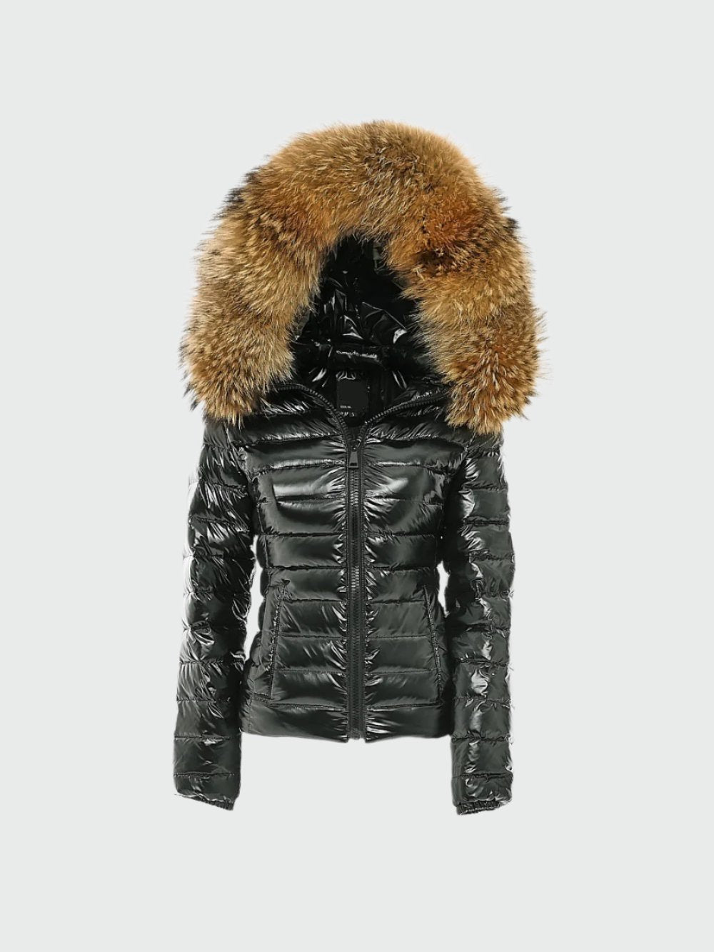 Winter Jacken für Damen: Puffer-Mantel mit Pelzkapuze und Reißverschluss | Melakie