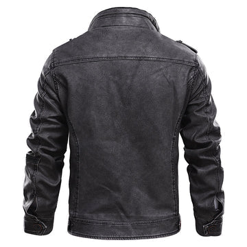 Herren-Motorradjacke aus Leder mit mehreren Taschen | Jerany