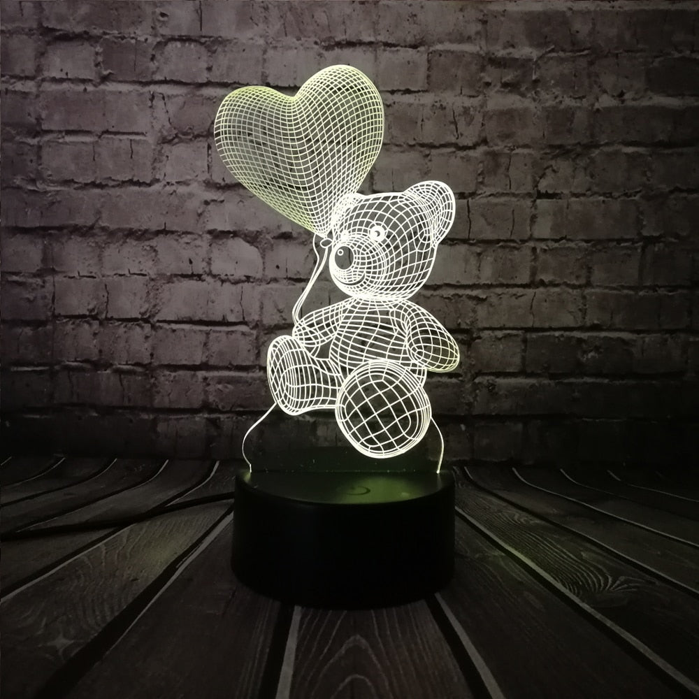 BearLight | Teddybär mit Herz 3D-LED-Lampe