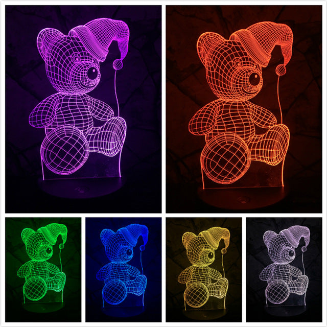 BearLight | Teddybär mit Herz 3D-LED-Lampe