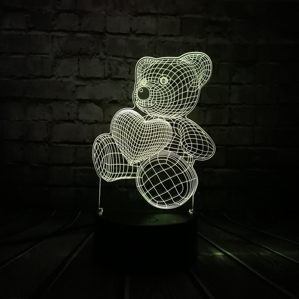 BearLight | Teddybär mit Herz 3D-LED-Lampe