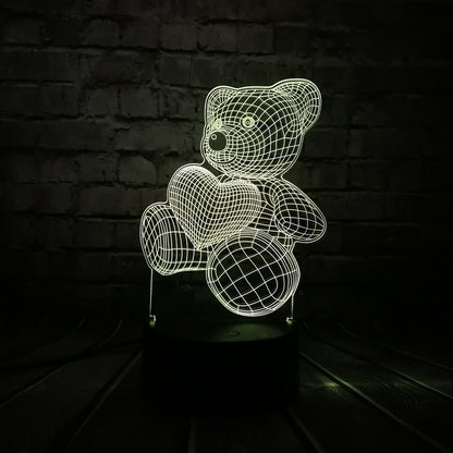 BearLight | Teddybär mit Herz 3D-LED-Lampe