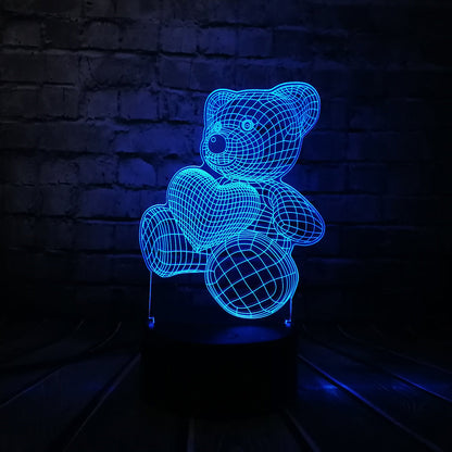 BearLight | Teddybär mit Herz 3D-LED-Lampe