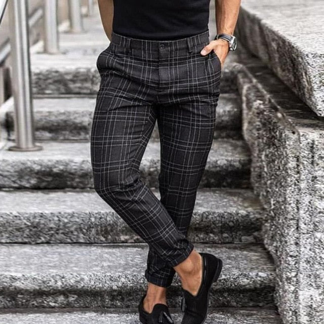 Lomoa | Männer Karierte Slim Fit Hose